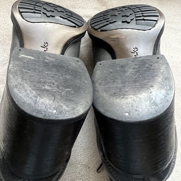 Clarks Narrative Movie Retro Black Leather Boot Women 10 M Side Zip Block Heel - Picture 15 of 16